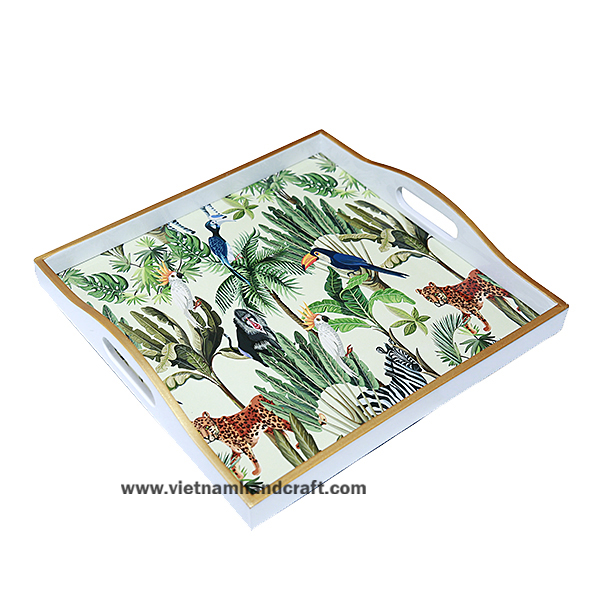 Handcrafted lacquer serving tray with artwork inside Handcrafted lacquer serving tray with artwork inside