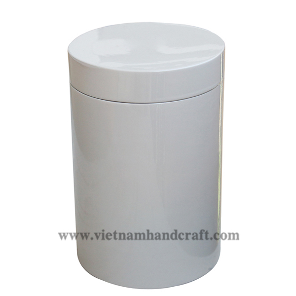 Wooden lacquerware storage canister in  solid white Wooden lacquerware storage canister in  solid white