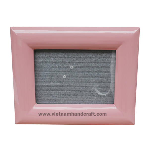 Handmade wooden lacquerware photo frame in pink with black backing Handmade wooden lacquerware photo frame in pink with black backing
