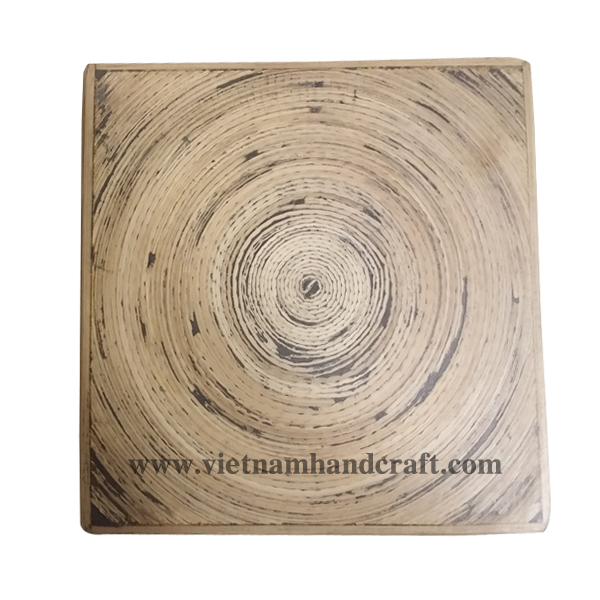 Handmade natural bamboo coaster with black effects Handmade natural bamboo coaster with black effects