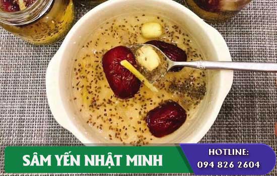 nguyên liệu chưng yến táo đỏ hạt chia