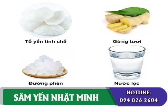 nguyên liệu món yến chưng gừng 