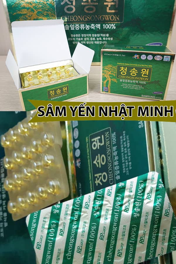 Viên tinh dầu thông đỏ samsung 180 viên Cheongsongwon hộp màu xanh