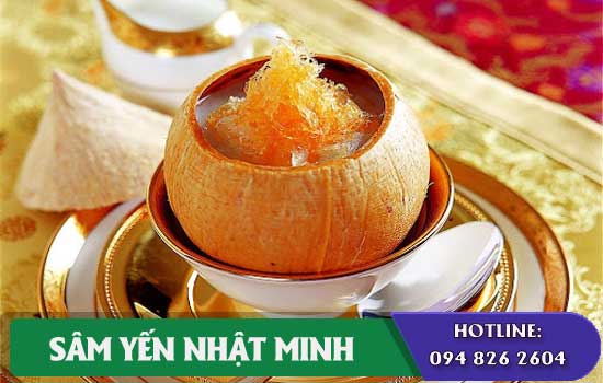 chưng tổ yến hồng tam giác cốt dừa