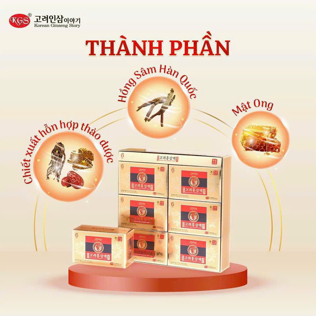 ⚡NƯỚC HỒNG SÂM GOLD KGS - KGS KOREAN RED GINSENG TONIC 30 GÓI * 80ML