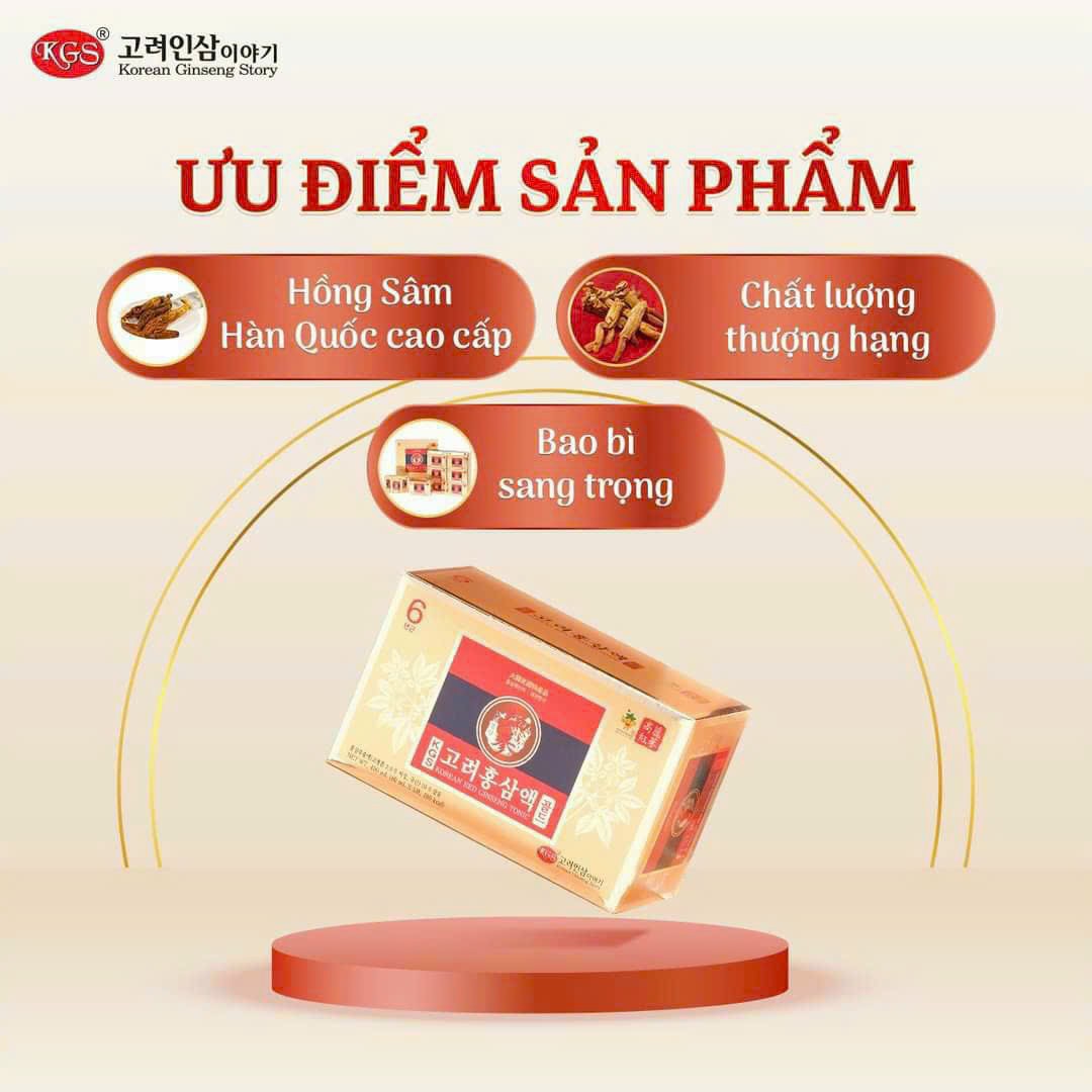 ⚡NƯỚC HỒNG SÂM GOLD KGS - KGS KOREAN RED GINSENG TONIC 30 GÓI * 80ML