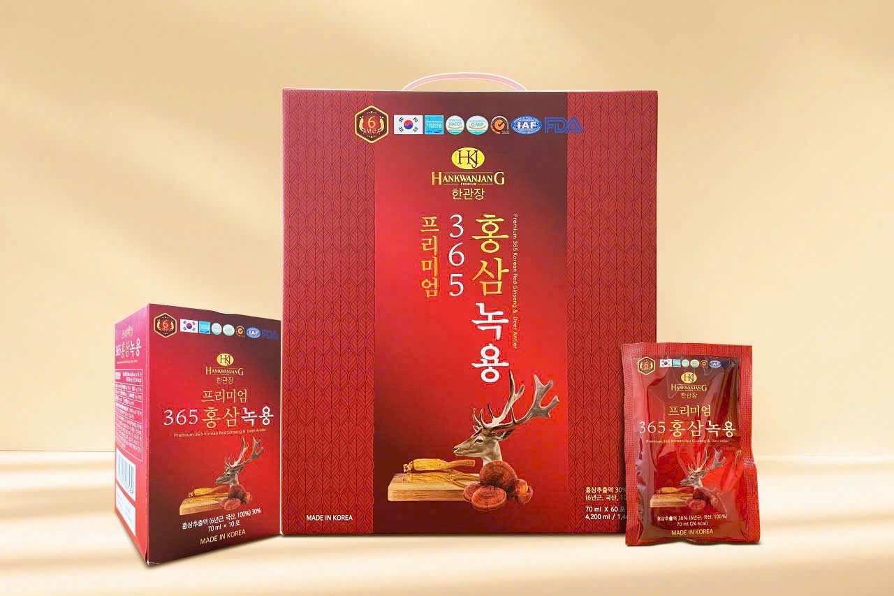 Nước Hồng Sâm Nhung Hươu Linh Chi 365 Korean Red Ginseng & Cordyceps (60 Gói/ Hộp)