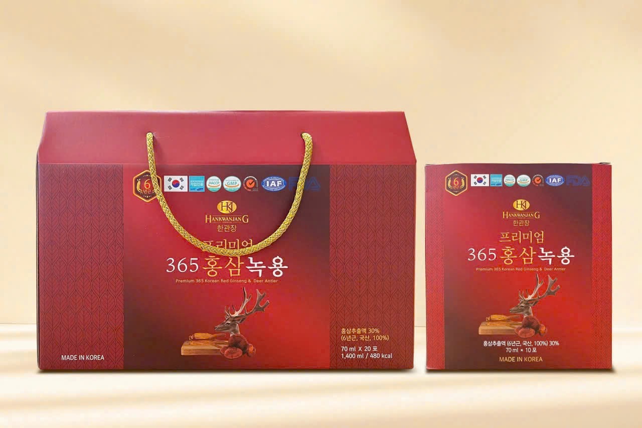 Nước Hồng Sâm Nhung Hươu Linh Chi 365 Korean Red Ginseng & Cordyceps (20 Gói/ Hộp)