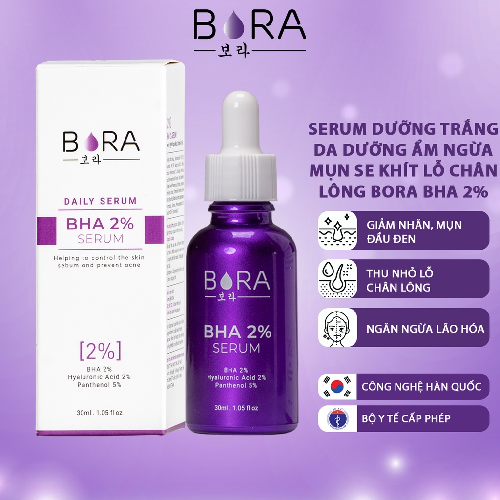 Tinh chất ngăn ngừa mụn dưỡng ẩm cho da Bora BHA 2% Serum lọ 30ml