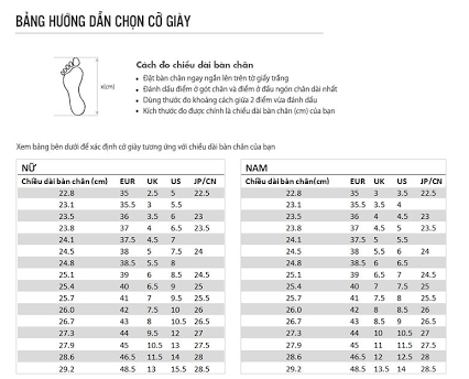 Hướng dẫn chọn size giày