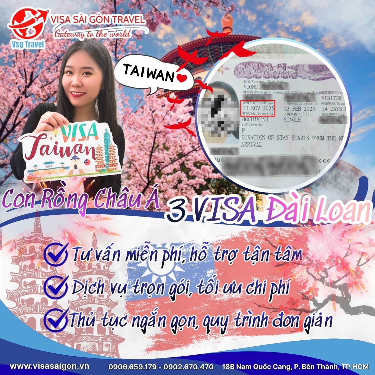 CHU DU ĐẾN ĐÀI LOAN CÙNG 3 CHIẾC VISA THÀNH CÔNG VƯỢT ẢI!