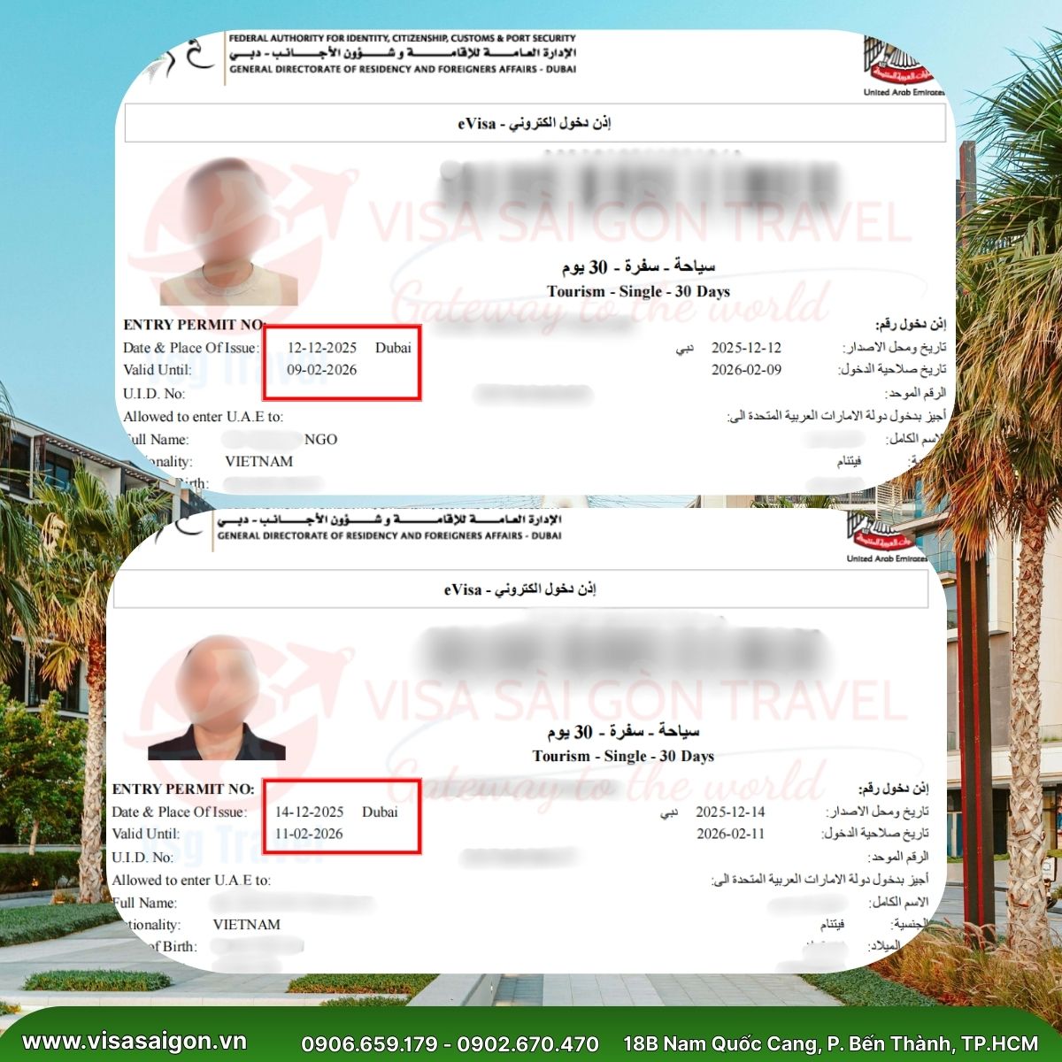 CHÚC MỪNG 5 KHÁCH HÀNG ĐẬU E-VISA DUBAI - KHÁM PHÁ XỨ SỞ KIM CƯƠNG THÁNG 12! 💎