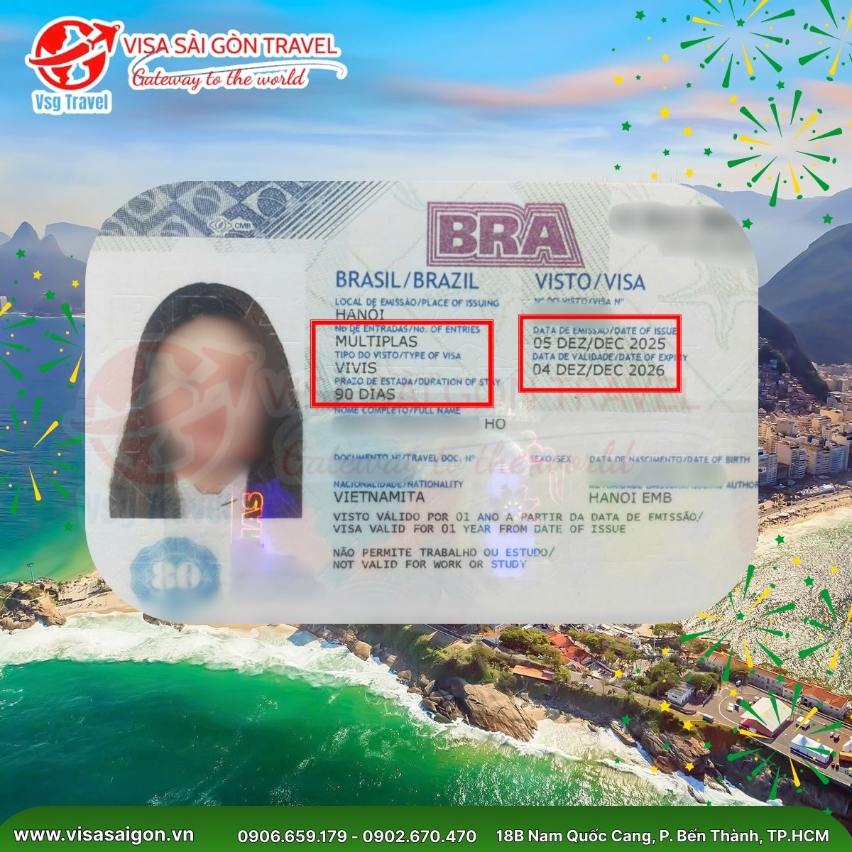CHÚC MỪNG VỊ KHÁCH ĐẶC BIỆT ĐẬU VISA BRAZIL MULTI 1 NĂM - KHÁM PHÁ NAM MỸ CUỐI NĂM! 🌴