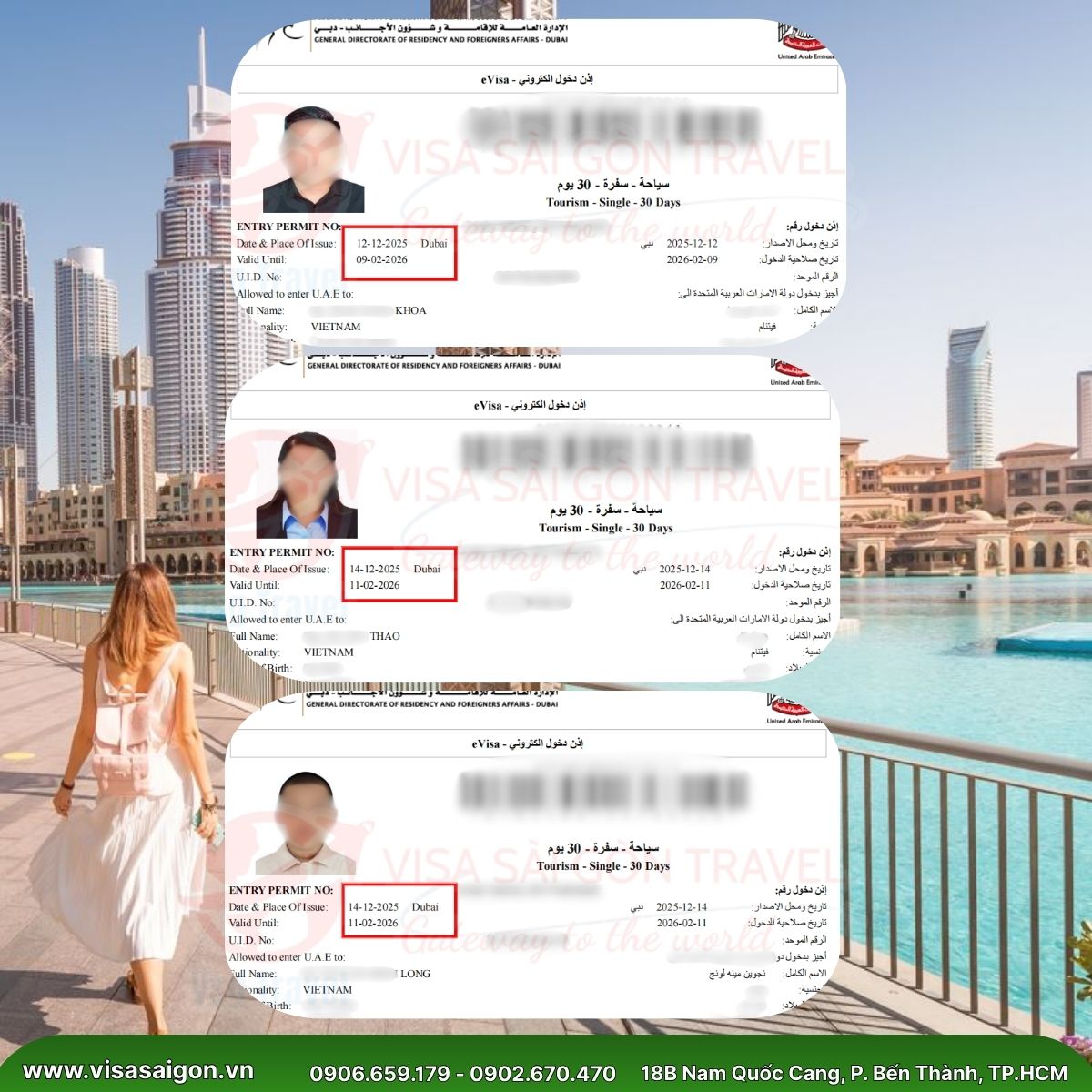 CHÚC MỪNG 5 KHÁCH HÀNG ĐẬU E-VISA DUBAI - KHÁM PHÁ XỨ SỞ KIM CƯƠNG THÁNG 12! 💎