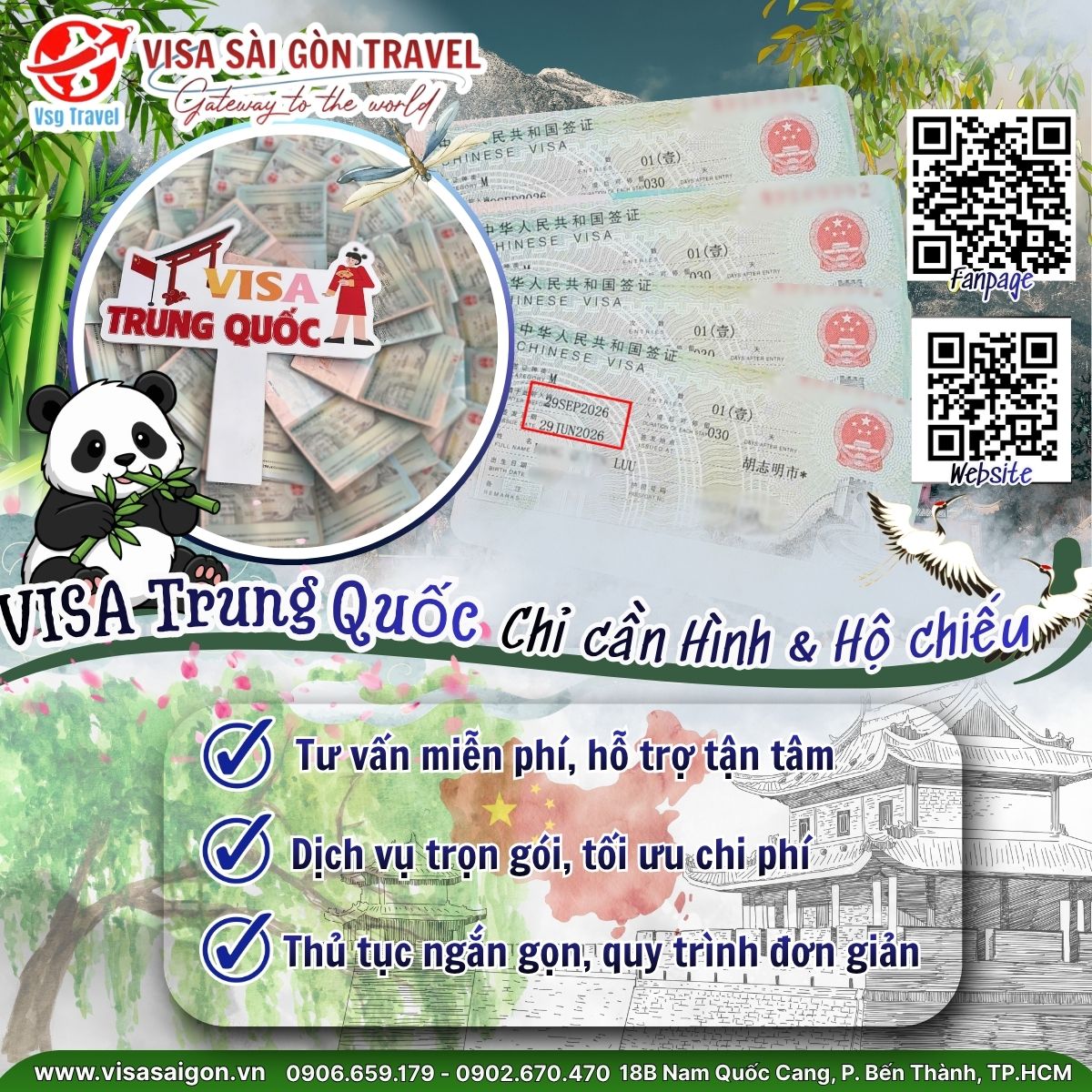 VISA TRUNG QUỐC ĐỔ BỘ: THỦ TỤC CHỈ CẦN HÌNH VÀ HỘ CHIẾU!