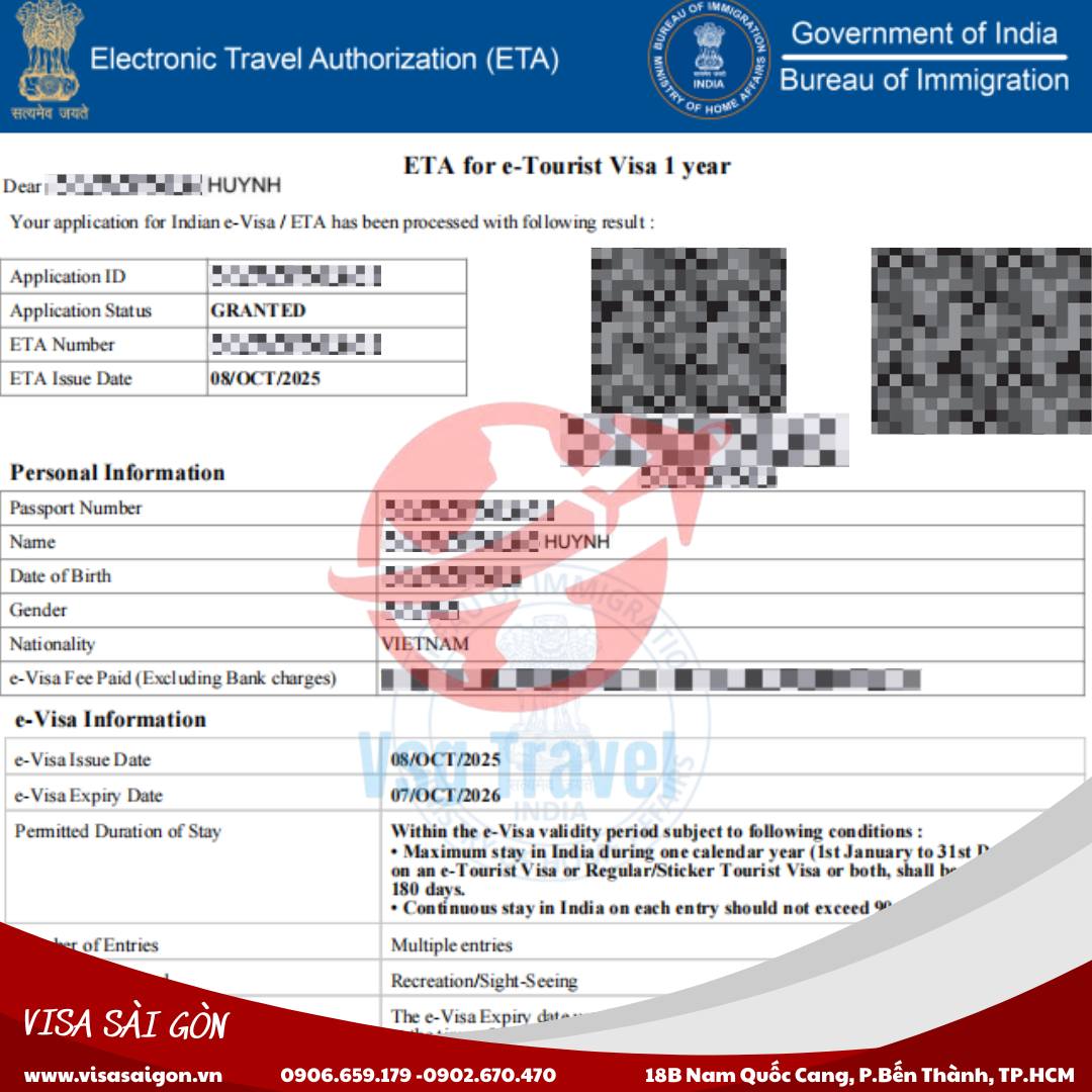 HOÀN THÀNH SỚM 5 CHIẾC VISA ẤN ĐỘ TRONG NGÀY!