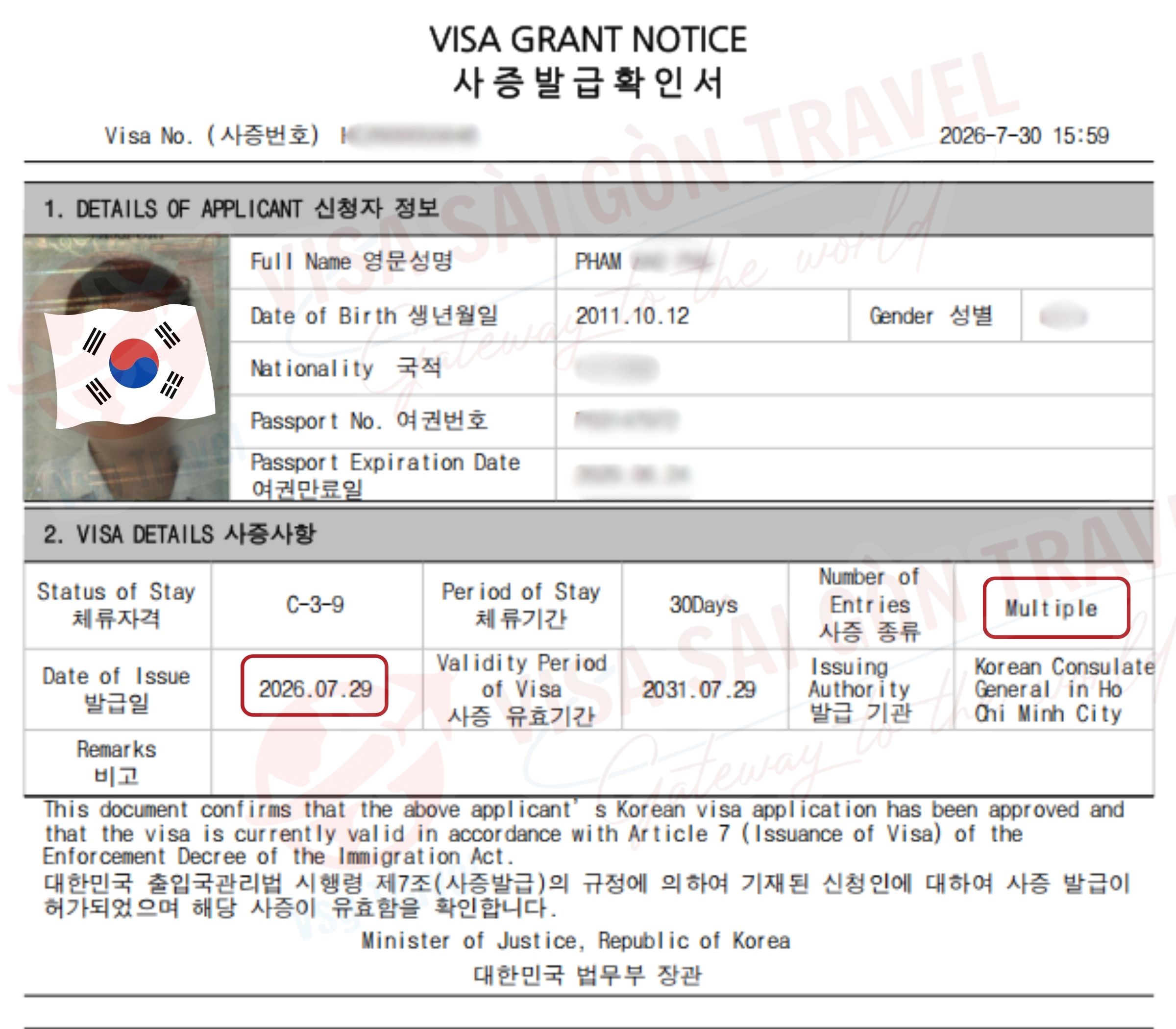VISA HÀN QUỐC MULTIPLE 5 NĂM ĐÃ TÌM THẤY CHỦ NHÂN MỚI!