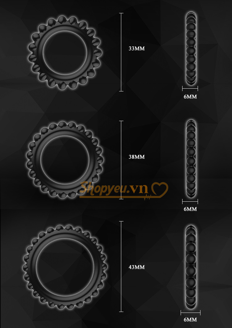 kích thước Vòng đeo dương vật Silicone Titan