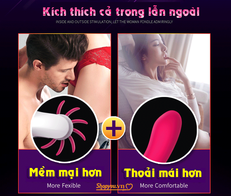 Máy rung kích thích điểm g 2 in 1 cho nữ, đồ chơi tình dục cao cấp