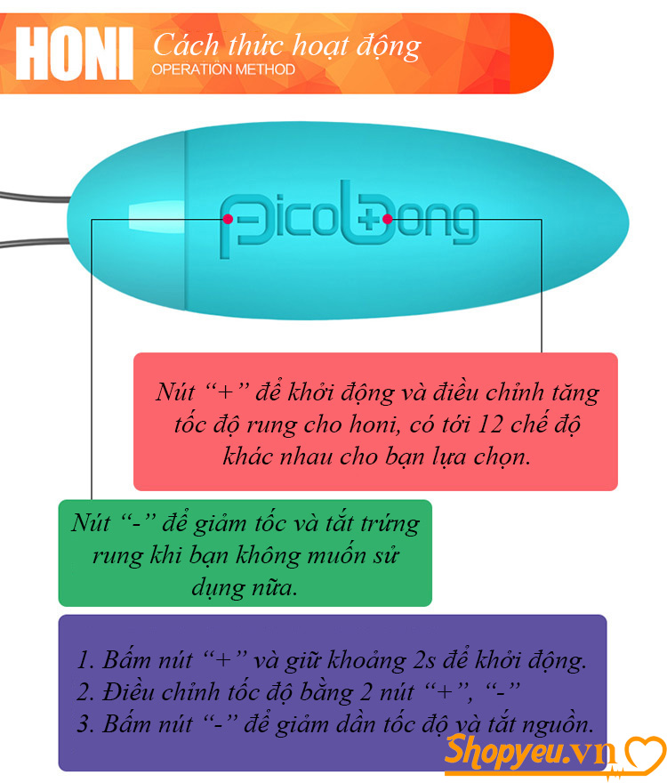 Trứng rung tình yêu silicon PicoBong cao cấp