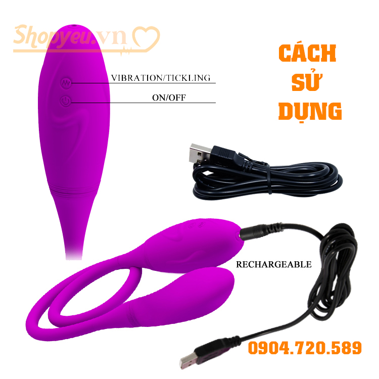 Trứng rung hai đầu nhân đôi khoái cảm Prettylove Snaky vibe