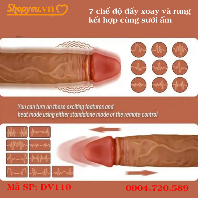 Dương vật giả silicon rung thụt ngoáy gắn tường DV119