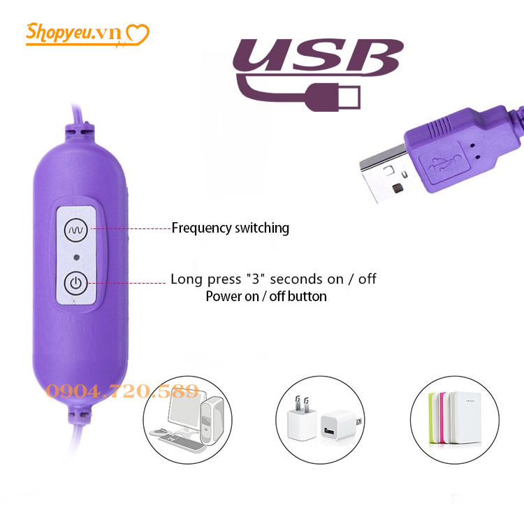 Trứng rung tình yêu 2 đầu rung có dây cắm chân sạc USB