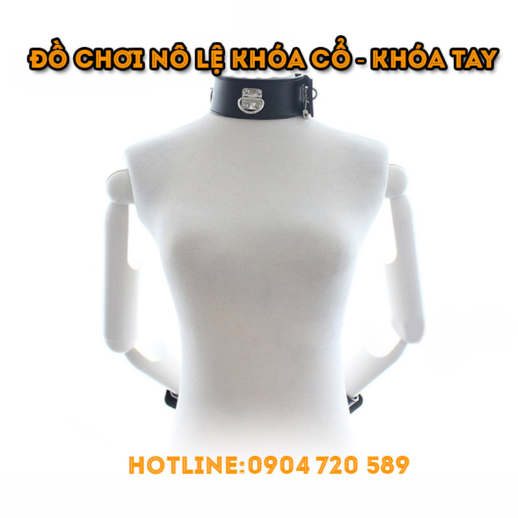 Đồ chơi BDSM nô lệ khóa cổ với khóa tay