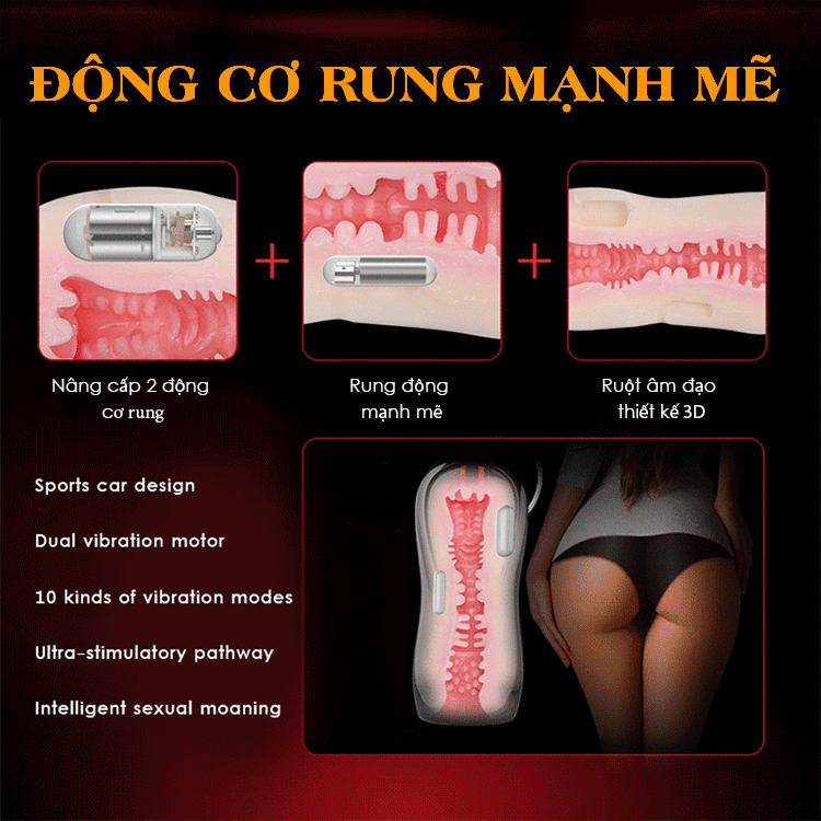Âm đạo giả cầm tay cao cấp rên rỉ khiêu gợi Leten Dual Electric Hip