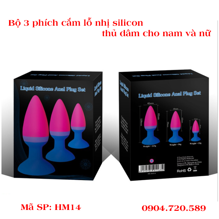 Bộ 3 phích cắm lỗ nhị silicon thủ dâm cho nam và nữ