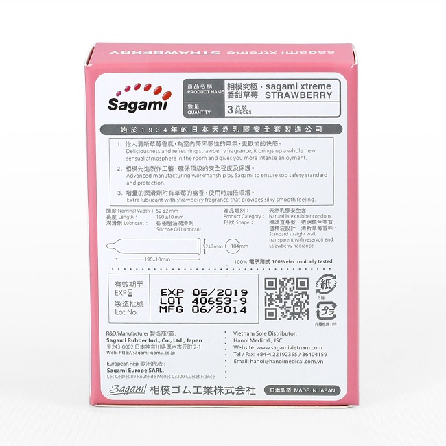 Bao cao su Sagami Strawberry hương dâu quyến rũ