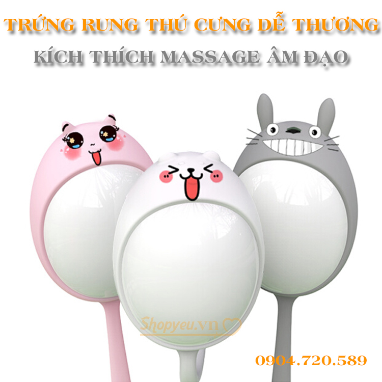 Trứng rung tình yêu hình thú cưng dễ thương kích thích, massage âm đạo