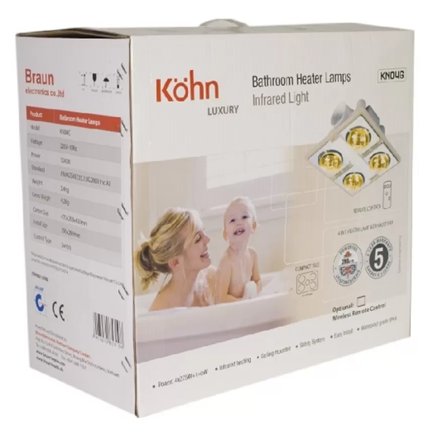 Đèn sưởi phòng tắm Kohn KN04G1 (Bạc)