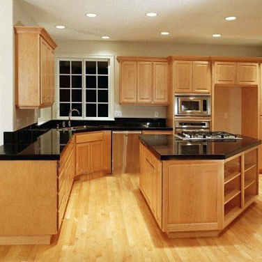 Tủ bếp chữ G gỗ tự nhiên