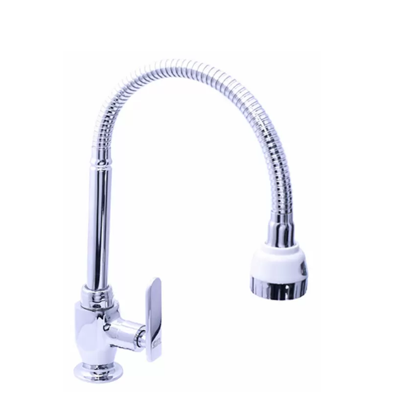Vòi rửa chén lạnh cần lò xo Eurolife EL-T012 (Trắng bạc)