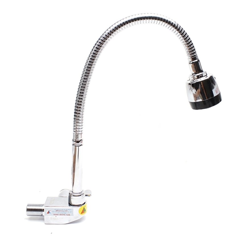 Vòi rửa bát mềm cắm tường Mishop Selta (Màu inox)