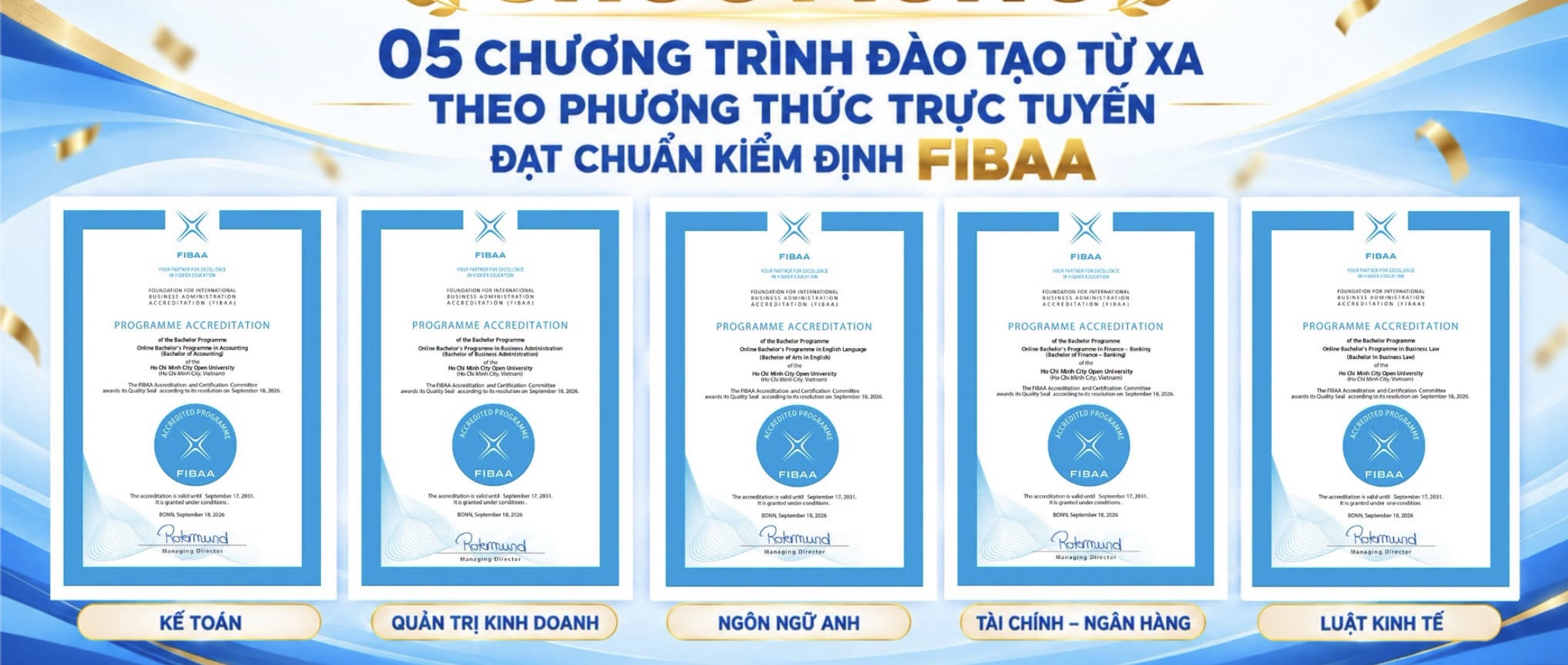 Trường Đại học Mở TP.HCM: Cơ sở đầu tiên tại Việt Nam đạt kiểm định FIBAA cho 5 chương trình đào tạo trực tuyến