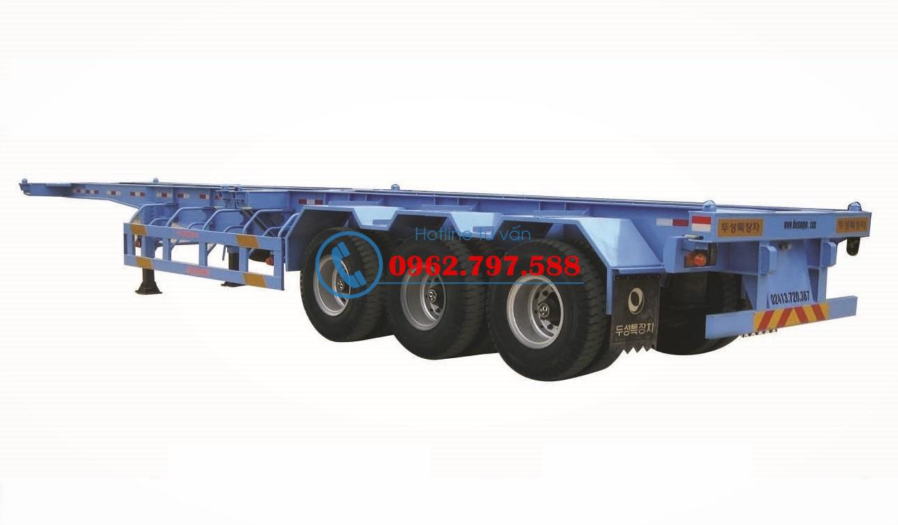 Sơ mi rơ mooc chở container: 40 feet, 3 trục, giảm sóc dạng bầu hơi
