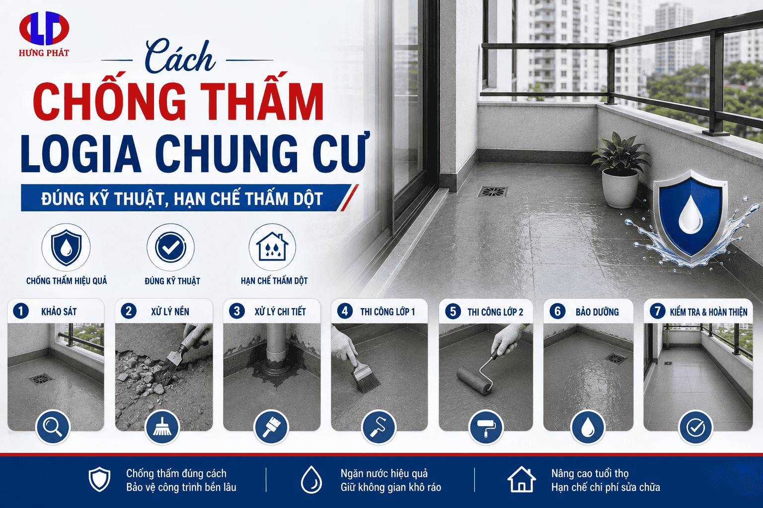 Cách Chống Thấm Logia Chung Cư Đúng Kỹ Thuật, Hạn Chế Thấm Dột