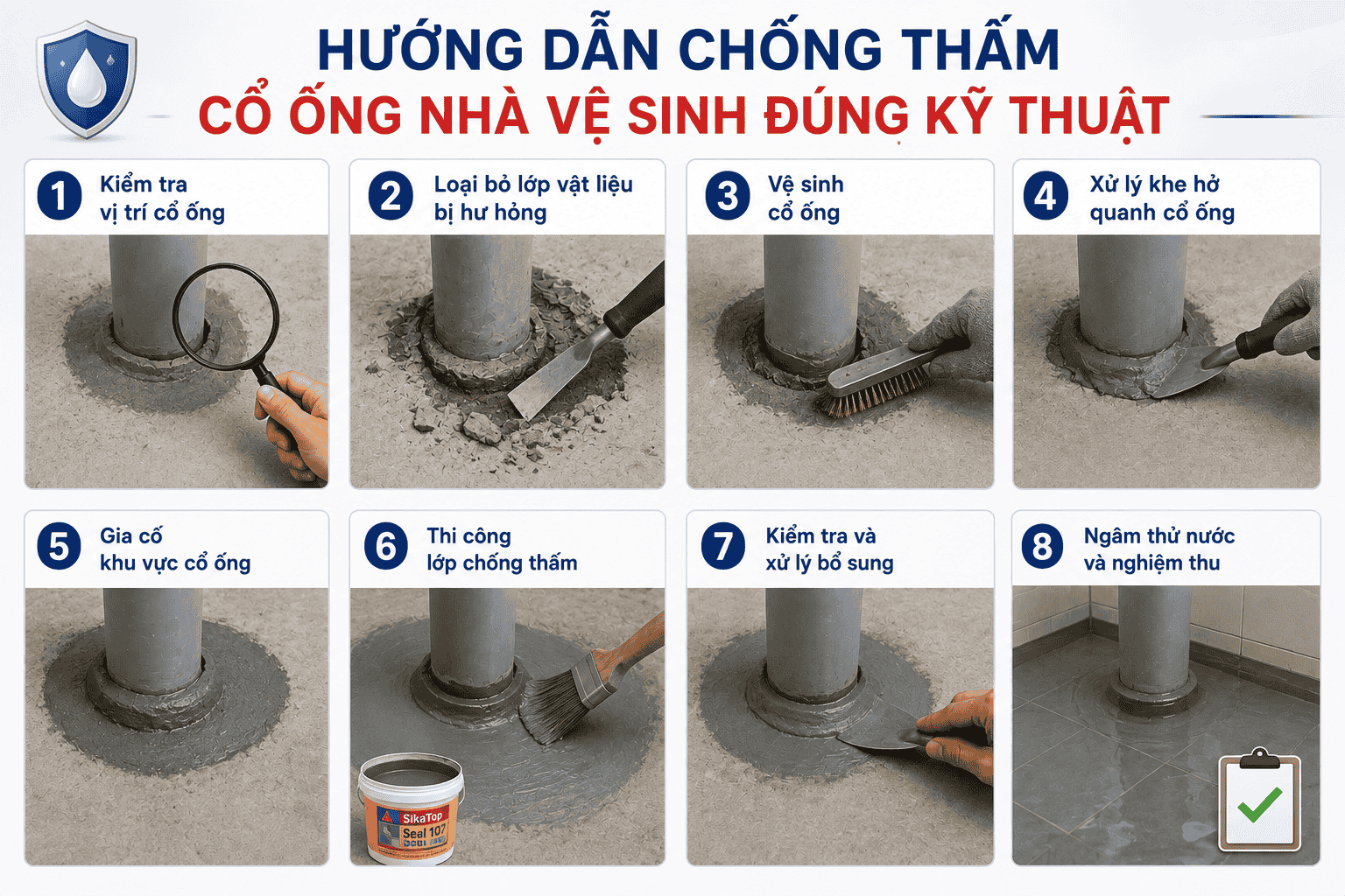Hướng Dẫn Chống Thấm Cổ Ống Nhà Vệ Sinh Đúng Kỹ Thuật, Không Bị Thấm Lại