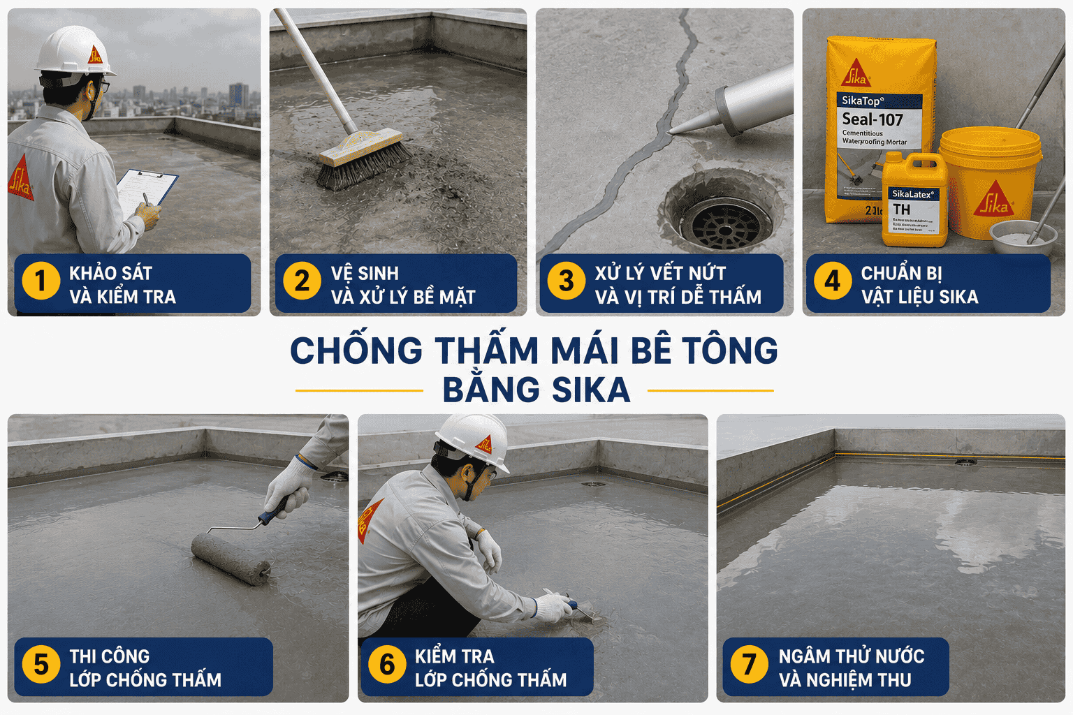 Hướng Dẫn Chống Thấm Mái Bê Tông Bằng Sika Đúng Kỹ Thuật