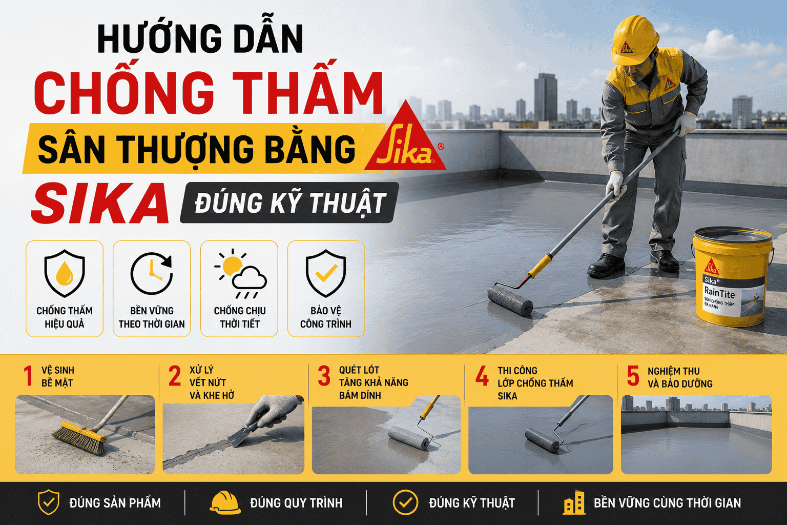 Hướng Dẫn Chống Thấm Sân Thượng Bằng Sika Đúng Kỹ Thuật