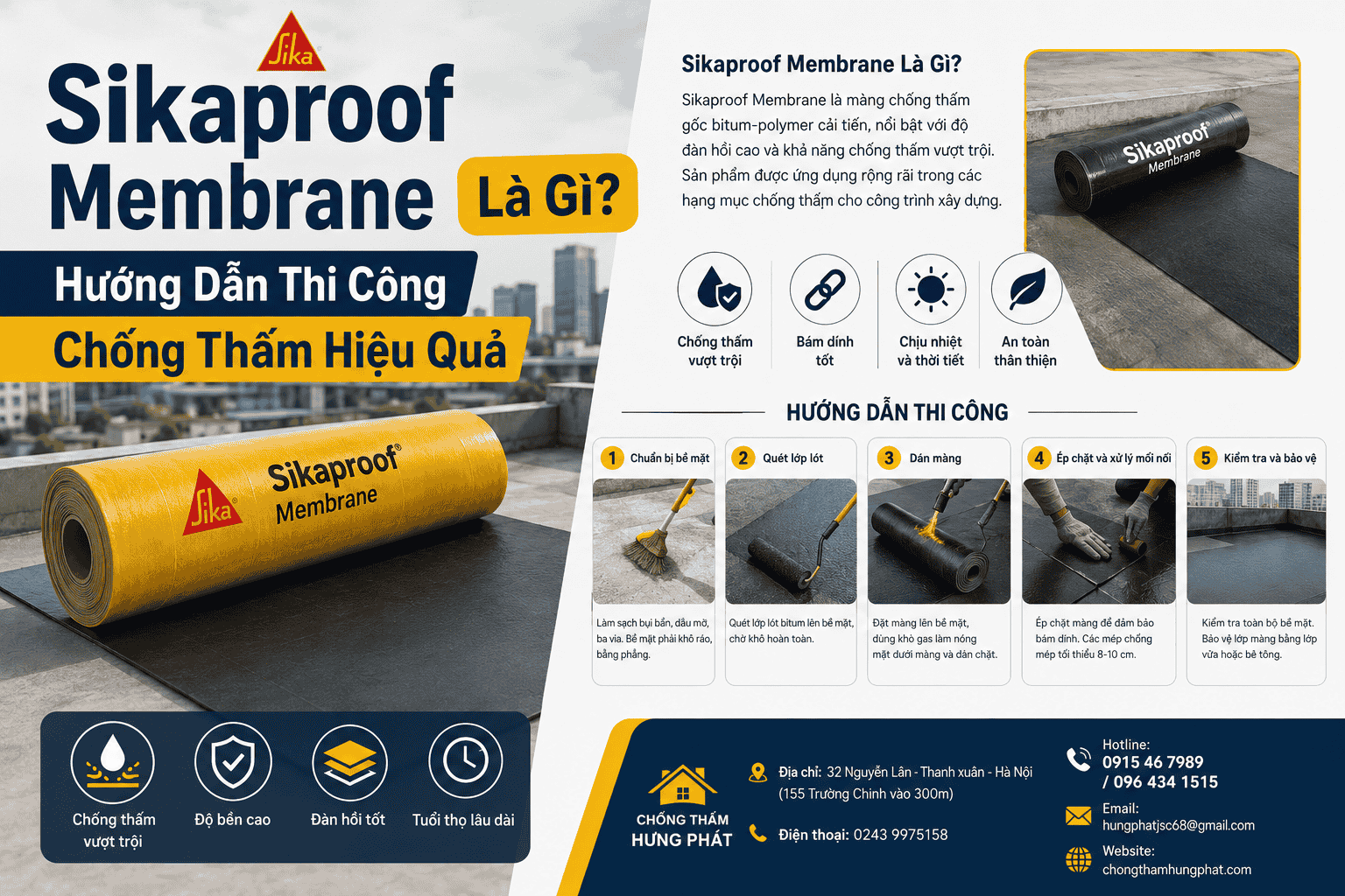 Sikaproof Membrane Là Gì? Hướng Dẫn Thi Công Chống Thấm Hiệu Quả