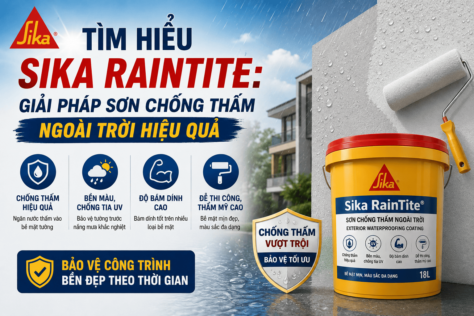 Tìm Hiểu Sika RainTite: Giải Pháp Sơn Chống Thấm Ngoài Trời Hiệu Quả