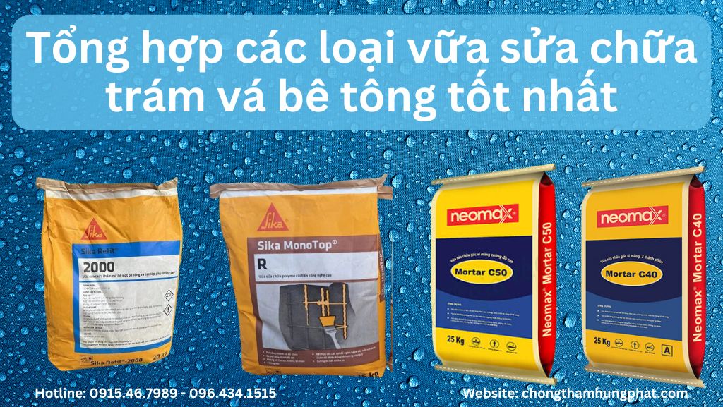 Tổng hợp các loại vữa sửa chữa trám vá bê tông tốt nhất