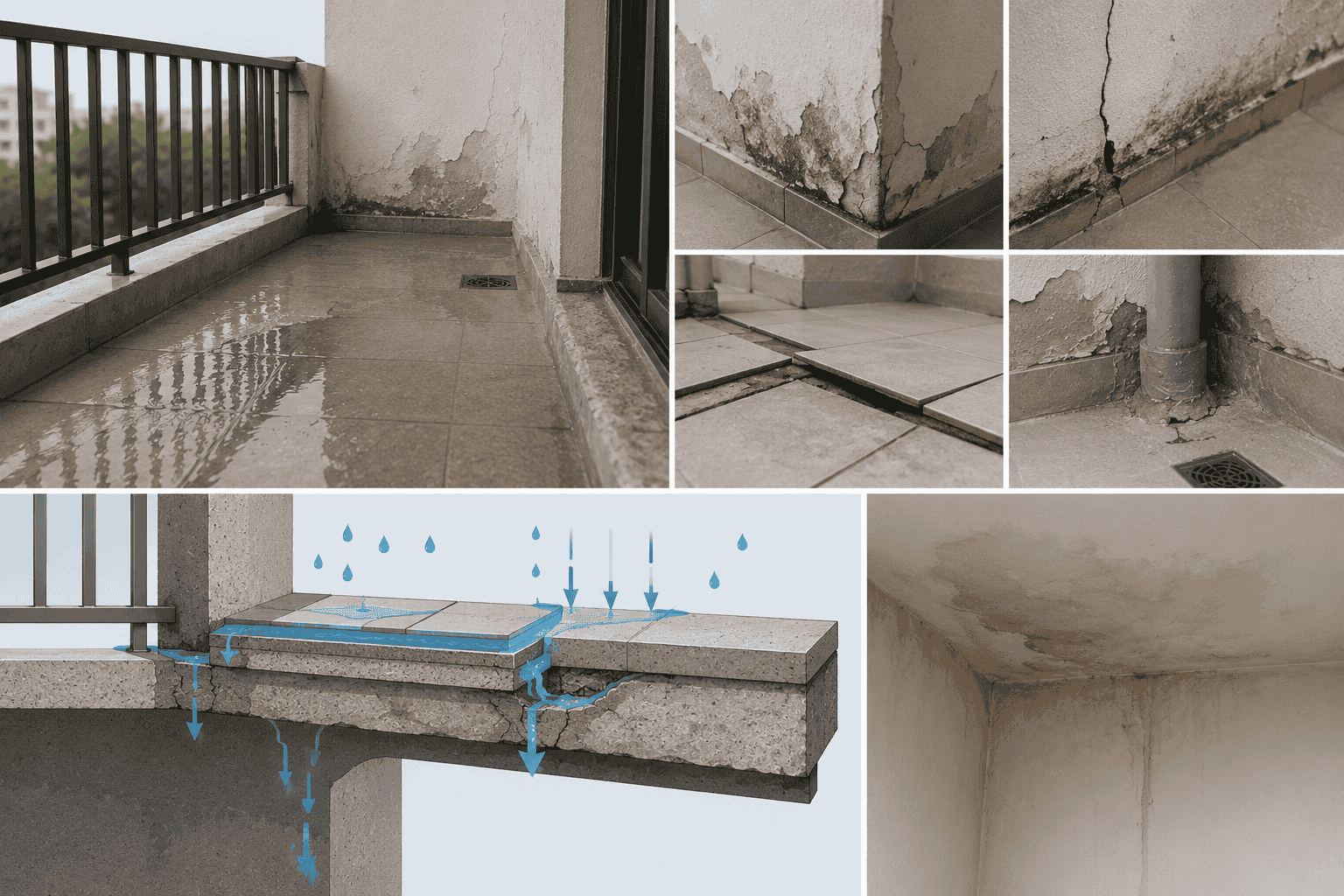 Ban công bị thấm nước có nguy hiểm không?