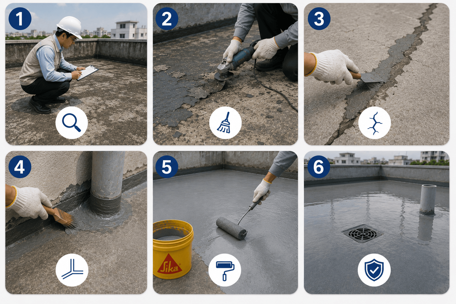 Cách xử lý mái bê tông cũ bị thấm hiệu quả