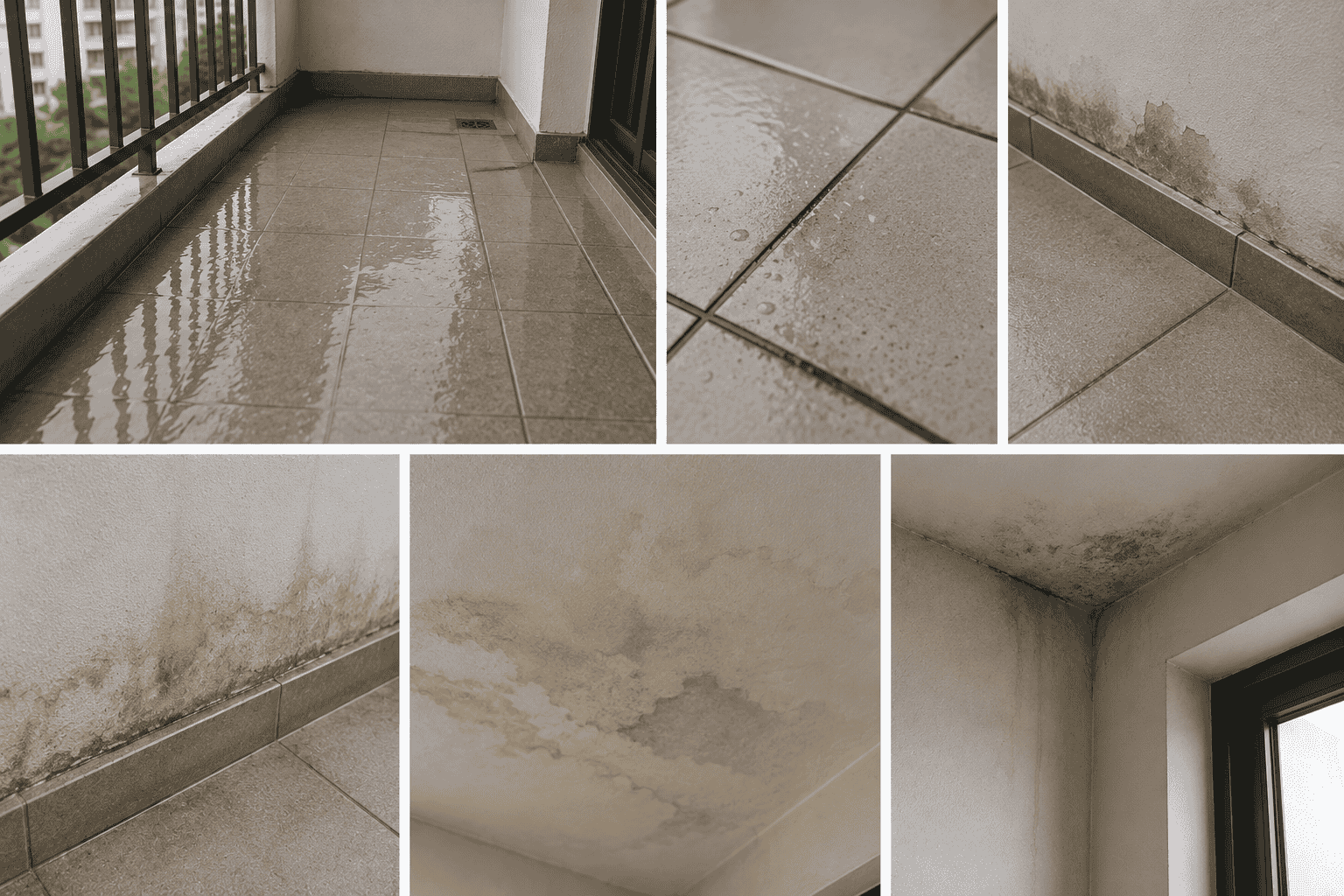 Dấu hiệu nhận biết ban công bị thấm nước