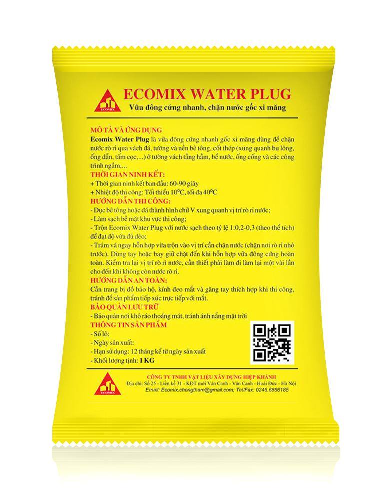 Ecomix Water Plug 102 – Vữa đông cứng nhanh gốc xi măng