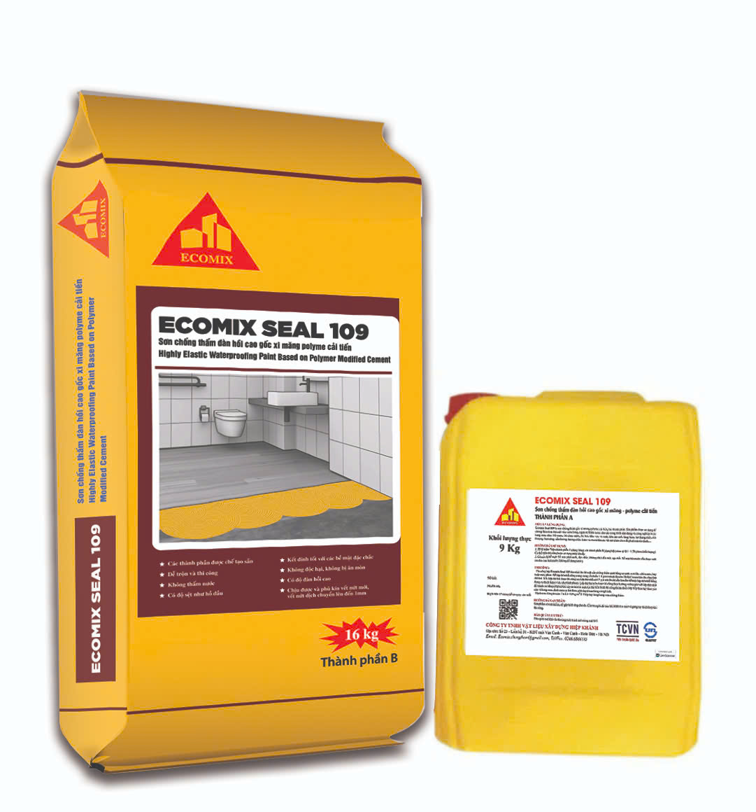 Ecomix Seal 109 – Sơn Chống Thấm Đàn Hồi Cao Gốc Xi Măng – Polyme Cải Tiến